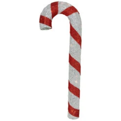 Northlight 31" Pre-lit Red And Silver Striped Candy Cane Christmas Outdoor Decor -Chic Christmas Decoration northlight h85172 04 89367.1689345451
