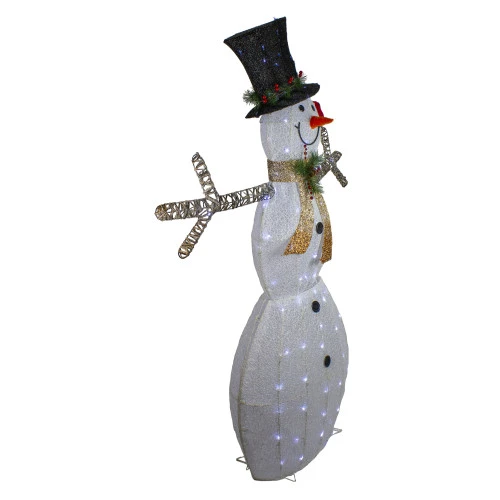 Northlight 72" White And Black LED Lighted Snowman With Top Hat Christmas Outdoor Decoration 4 Northlight 72" White And Black LED Lighted Snowman With Top Hat Christmas Outdoor Decoration - Image 4