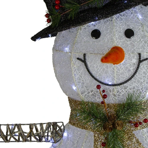 Northlight 72" White And Black LED Lighted Snowman With Top Hat Christmas Outdoor Decoration 3 Northlight 72" White And Black LED Lighted Snowman With Top Hat Christmas Outdoor Decoration - Image 3