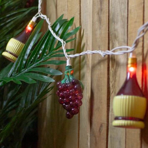 Northlight 10-Count Grape And Wine Bottle Novelty String Christmas Light Set, 7.5ft White Wire 2 Northlight 10-Count Grape And Wine Bottle Novelty String Christmas Light Set, 7.5ft White Wire - Image 2