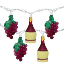 Northlight 10-Count Grape And Wine Bottle Novelty String Christmas Light Set, 7.5ft White Wire