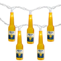 Northlight 10-Count Clear Corona Extra Beer Bottle Summer Patio Light Set, 9ft White Wire