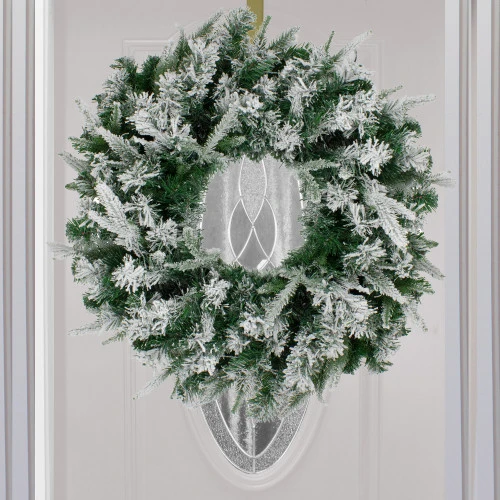 Northlight Flocked Winfield Fir Artificial Christmas Wreath - 24-Inch, Unlit 2 Northlight Flocked Winfield Fir Artificial Christmas Wreath - 24-Inch, Unlit - Image 2