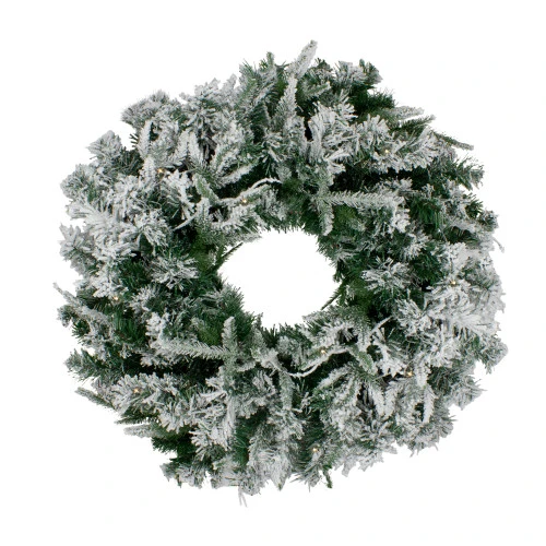 Northlight Pre-Lit Flocked Winfield Fir Artificial Christmas Wreath - 48-Inch, Warm White LED Lights 1 Northlight Pre-Lit Flocked Winfield Fir Artificial Christmas Wreath - 48-Inch, Warm White LED Lights