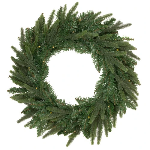 Northlight Pre-Lit Roosevelt Fir Artificial Christmas Wreath - 24-Inch, Warm White LED Lights 1 Northlight Pre-Lit Roosevelt Fir Artificial Christmas Wreath - 24-Inch, Warm White LED Lights