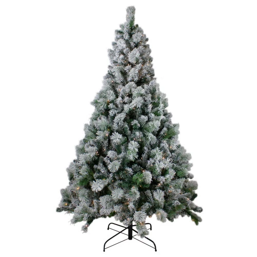 Northlight 6.5' Pre-Lit Full Flocked Somerset Spruce Artificial Christmas Tree - Clear Lights 1 Northlight 6.5' Pre-Lit Full Flocked Somerset Spruce Artificial Christmas Tree - Clear Lights