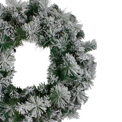 Northlight Pre-Lit Flocked Somerset Spruce Artificial Christmas Wreath - 48-Inch, Clear Lights 2 Northlight Pre-Lit Flocked Somerset Spruce Artificial Christmas Wreath - 48-Inch, Clear Lights - Image 2