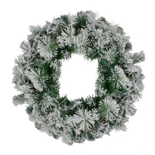 Northlight Pre-Lit Flocked Somerset Spruce Artificial Christmas Wreath - 48-Inch, Clear Lights 1 Northlight Pre-Lit Flocked Somerset Spruce Artificial Christmas Wreath - 48-Inch, Clear Lights
