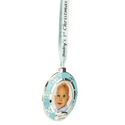 Northlight 3" Blue Silver-Plated Baby's First Christmas Ornament With European Crystals -Chic Christmas Decoration northlight hd15143 2 47806.1688047974