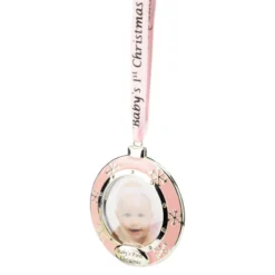 Northlight 3" Pink Silver-Plated Baby's First Christmas Photo Ornament With European Crystals -Chic Christmas Decoration northlight hd15144 3 61632.1664379973
