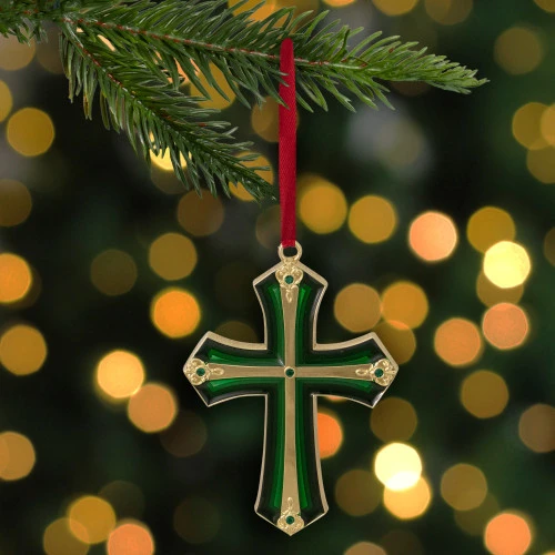 Northlight 3.5" Green And Gold Layering Effect Cross Christmas Ornament With Crystals 2 Northlight 3.5" Green And Gold Layering Effect Cross Christmas Ornament With Crystals - Image 2