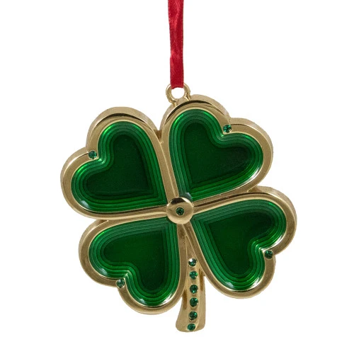 Northlight 3.25" Green And Brass-Plated Shamrock Christmas Ornament With European Crystals 1 Northlight 3.25" Green And Brass-Plated Shamrock Christmas Ornament With European Crystals