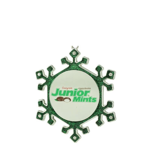 Northlight 3.25" Green And Silver Snowflake 'Junior Mints' Candy Logo Christmas Ornament 2 Northlight 3.25" Green And Silver Snowflake 'Junior Mints' Candy Logo Christmas Ornament - Image 2