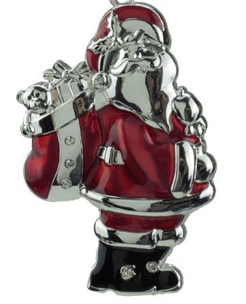Northlight 3.25" Silver And Red Santa Claus Christmas Ornament With European Crystals 2 Northlight 3.25" Silver And Red Santa Claus Christmas Ornament With European Crystals - Image 2