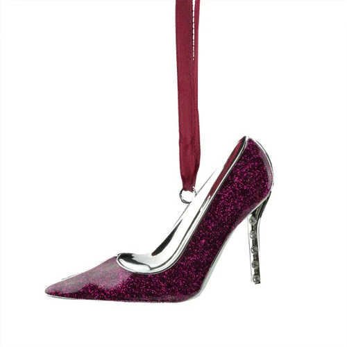 Northlight 4" Pink Glitter Stiletto European Crystals Christmas Ornament 2 Northlight 4" Pink Glitter Stiletto European Crystals Christmas Ornament - Image 2