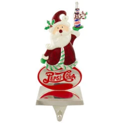 Northlight 9.75" Silver Plated Pepsi-Cola Santa Claus Christmas Stocking Holder