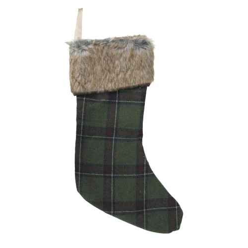 Northlight 17.5" Green And Brown Plaid Christmas Stocking With Cuff 1 Northlight 17.5" Green And Brown Plaid Christmas Stocking With Cuff