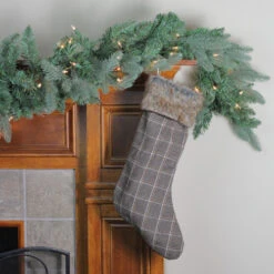 Northlight 17.5" Gray And Brown Plaid Christmas Stocking With Cuff -Chic Christmas Decoration northlight hm14688 3 43274.1669970843