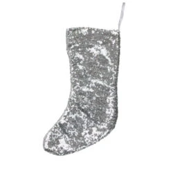 Northlight 17.5" White And Gray Sequins Hanging Christmas Stocking -Chic Christmas Decoration northlight hm14695 03 67606.1599786480