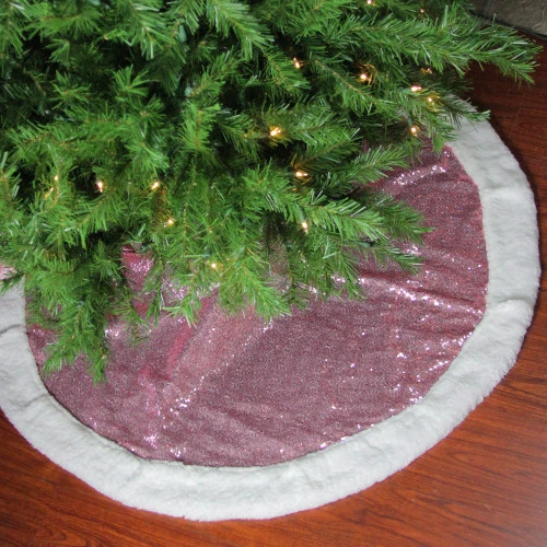 Northlight 47" Pink And White Round Christmas Tree Skirt With High Pile Fleece Border 2 Northlight 47" Pink And White Round Christmas Tree Skirt With High Pile Fleece Border - Image 2