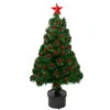 Northlight 3' Pre-Lit Color Changing Fiber Optic Christmas Tree With Red Berries