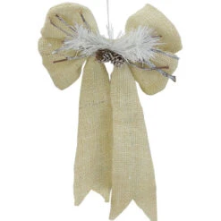 Northlight 15" Ivory And White Bow With Pine Cone Hanging Christmas Decor -Chic Christmas Decoration northlight ja01572 3 36582.1599787103