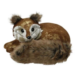 Northlight 16.5” Brown And Gold Fox Lying Down Christmas Table Figure
