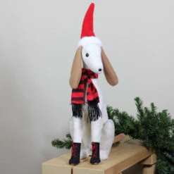 Northlight 21.5" White And Gray Sitting Greyhound Dog In Santa Hat Christmas Decoration -Chic Christmas Decoration northlight ja15788 styled 67820.1588415635