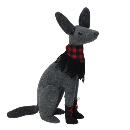 Northlight 14.5” Gray And Red Sitting Dog With Plaid Collar Christmas Decoration 2 Northlight 14.5” Gray And Red Sitting Dog With Plaid Collar Christmas Decoration - Image 2