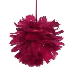 Northlight Pink And Gold Glitter Tipped Feather Hanging Christmas Ball Ornament 5.5" (140mm)