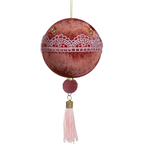 Northlight Maroon And Pink Lace Shatterproof Christmas Ball Ornament 4" (100mm) 1 Northlight Maroon And Pink Lace Shatterproof Christmas Ball Ornament 4" (100mm)