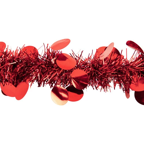 Northlight 50' X 2.5" Red Tinsel Christmas Garland With Polka Dots - Unlit 5 Northlight 50' X 2.5" Red Tinsel Christmas Garland With Polka Dots - Unlit - Image 5