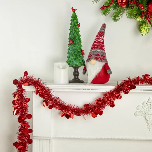 Northlight 50' X 2.5" Red Tinsel Christmas Garland With Polka Dots - Unlit 2 Northlight 50' X 2.5" Red Tinsel Christmas Garland With Polka Dots - Unlit - Image 2