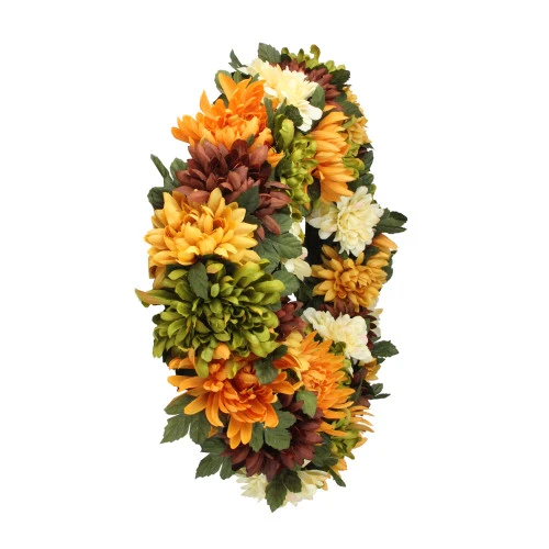 Northlight Autumn Orange And Green Chrysanthemum Artificial Thanksgiving Wreath - 19.5-Inch, Unlit 2 Northlight Autumn Orange And Green Chrysanthemum Artificial Thanksgiving Wreath - 19.5-Inch, Unlit - Image 2