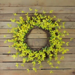 Northlight Forsythia And Grapevine Artificial Floral Wreath, Yellow 24-Inch -Chic Christmas Decoration northlight kji26209 2 75188.1588373715