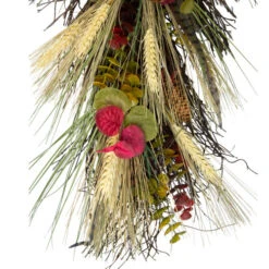 Northlight 24" Autumn Harvest Wheat And Eucalyptus With Feathers Teardrop Swag - Unlit -Chic Christmas Decoration northlight kji28171 2 26108.1665611926