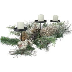 Northlight 24" Long Needle Pine And Berries Christmas Candle Holder -Chic Christmas Decoration northlight kji28176 3 59021.1664726381
