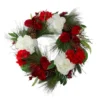 Northlight Peony And Amaryllis Twig Artificial Floral Wreath, Red 24-Inch