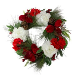 Northlight Peony And Amaryllis Twig Artificial Floral Wreath, Red 24-Inch