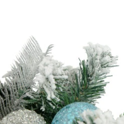 Northlight Flocked Pine With Teal And Silver Ornaments Artificial Christmas Wreath, 24-Inch, Unlit -Chic Christmas Decoration northlight kji82572 3 updated2022 02802.1665087477