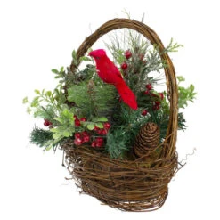 Northlight 12" Red Cardinal With Winter Foliage Twig Basket Christmas Decoration -Chic Christmas Decoration northlight kji85787 3 48645.1665610433