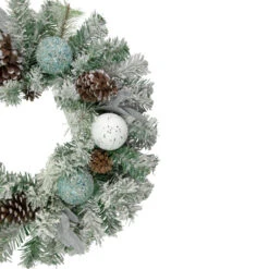 Northlight Flocked Pine With Blue And Silver Ornaments Artificial Christmas Wreath, 24-Inch, Unlit 5 Northlight Flocked Pine With Blue And Silver Ornaments Artificial Christmas Wreath, 24-Inch, Unlit -Chic Christmas Decoration northlight kji85813 2 updated2022 10425.1664551947