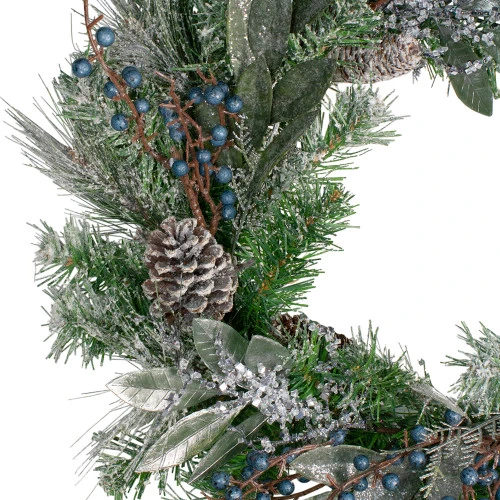 Northlight Mixed Pine And Blueberries Artificial Christmas Wreath -24-Inch, Unlit 2 Northlight Mixed Pine And Blueberries Artificial Christmas Wreath -24-Inch, Unlit - Image 2
