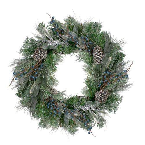 Northlight Mixed Pine And Blueberries Artificial Christmas Wreath -24-Inch, Unlit 1 Northlight Mixed Pine And Blueberries Artificial Christmas Wreath -24-Inch, Unlit