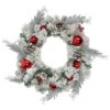 Northlight Flocked Pine With Red Ornaments Artificial Christmas Wreath, 24-Inch, Unlit