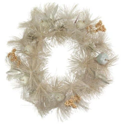 Northlight Champagne Gold Apple And Pine Needle Artificial Christmas Wreath, 24-Inch, Unlit