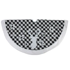 Northlight 48" Black And White Plaid Reindeer Christmas Tree Skirt -Chic Christmas Decoration northlight l15306 3 76218.1600478511