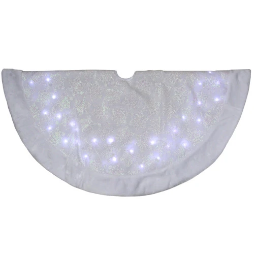 Northlight 48" LED White Iridescent Snowflake Christmas Tree Skirt With Faux Fur Trim 1 Northlight 48" LED White Iridescent Snowflake Christmas Tree Skirt With Faux Fur Trim