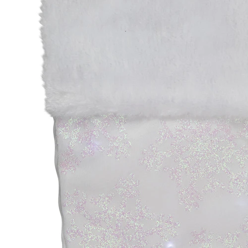 Northlight 22" LED Lighted White Iridescent Glittered Snowflake Christmas Stocking 3 Northlight 22" LED Lighted White Iridescent Glittered Snowflake Christmas Stocking - Image 3