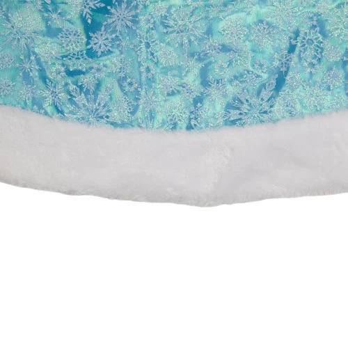Northlight 48" Light Blue Iridescent Mesh Glittered Snowflakes Christmas Tree Skirt 3 Northlight 48" Light Blue Iridescent Mesh Glittered Snowflakes Christmas Tree Skirt - Image 3
